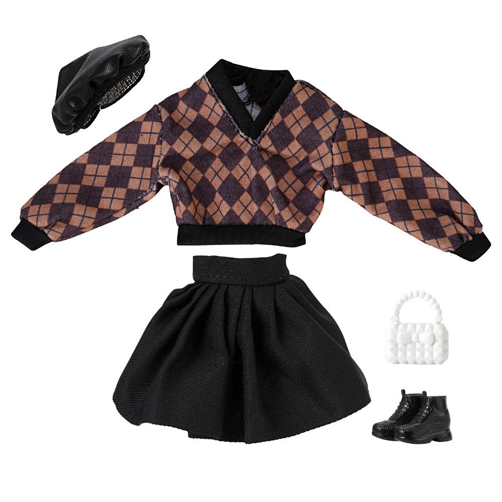 Plaid Sweater Doll Sweater Skirt Set Multicolor Mini College Suit Fashion Doll Clothes