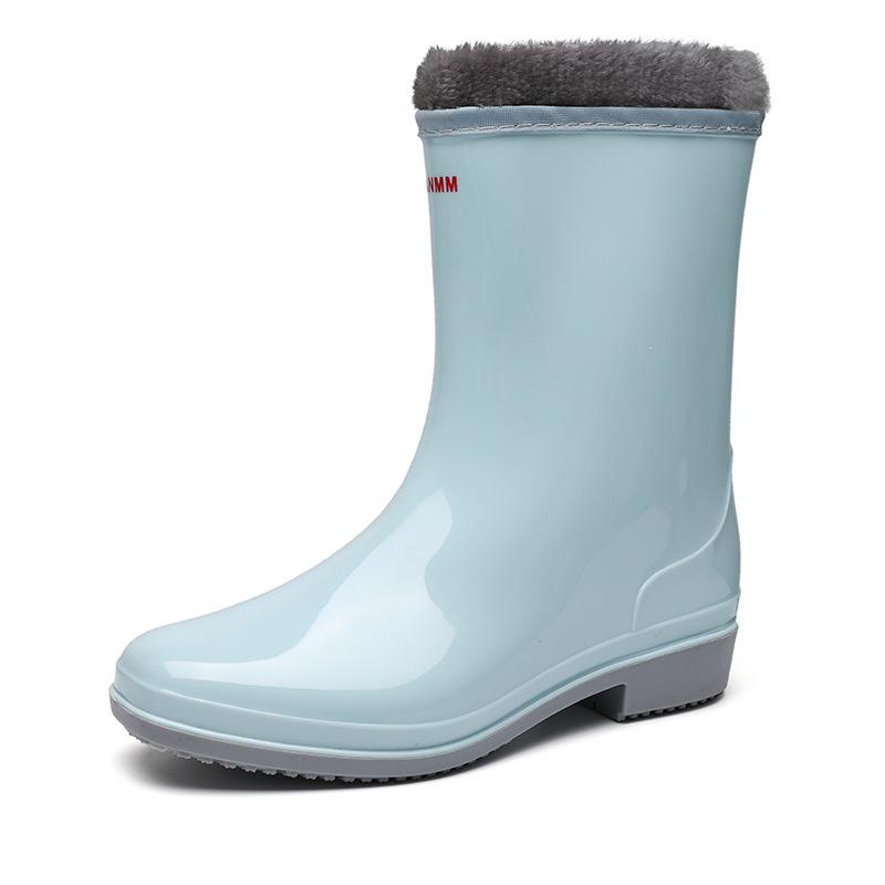 Непромокаемые сапоги средней длины, женская резиновая обувь на платформе, модные непромокаемые туфли из желе из ПВХ, 2024, женские непромокаемые ботинки без шнуровки для работы