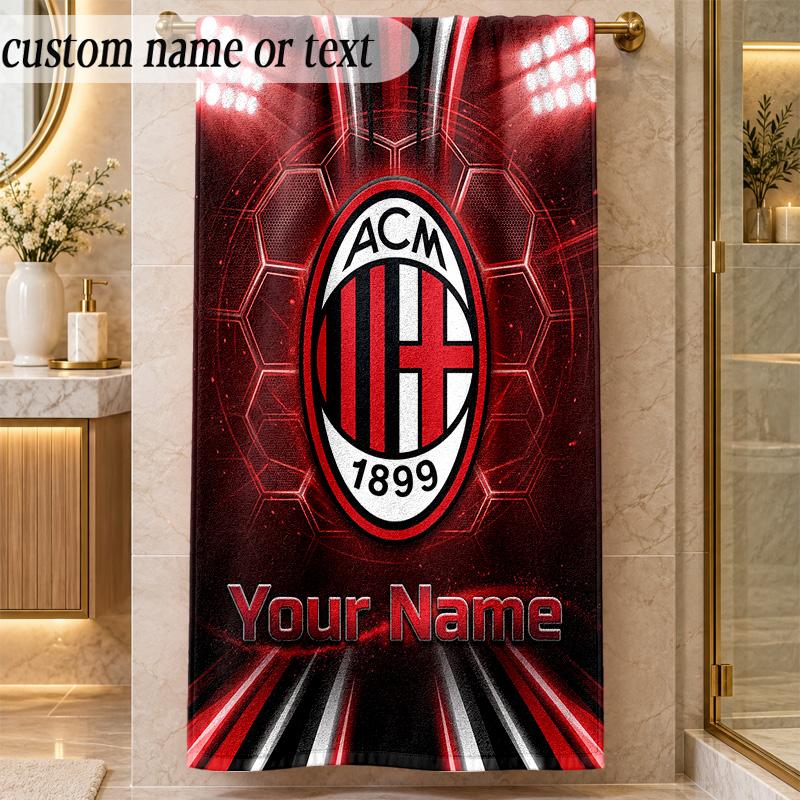 Пляжное полотенце AC Milan с индивидуальным текстом имени Персонализированное мягкое полотенце для пляжа, бассейна, дома Декор Подарок