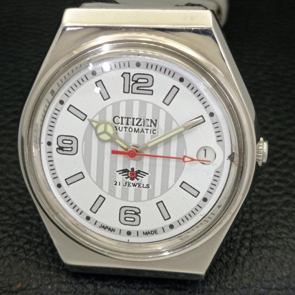 USED CITIZEN AUTOMATIC 8200 JAPAN MENS DATE WHITE COLOR DIAL WATCH A432805-2 R113-a432805