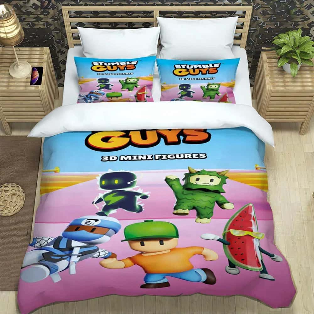 3D Игра Мультяшные Stumble-guys Комплекты Постельного Белья Изысканный Набор Постельных Принадлежностей Пододеяльник Комплект Одеяла Роскошный Подарок на День Рождения Домашний Текстиль