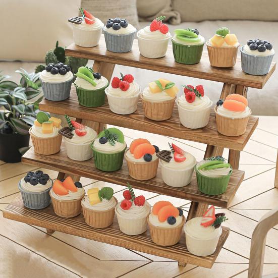 Деревянная подставка для кексов, многоярусная стойка для демонстрации десертов, складная конструкция, гладкие края, без заусенцев, простая в установке подставка для демонстрации кексов
