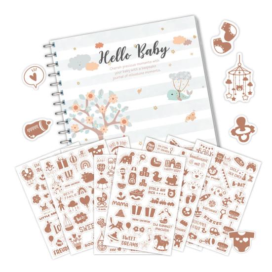Yousheng Baby Growth Record Book Scrapbook Stickers Story-like Baby Milestone Album DIY Friendly Baby Development Scrapbook