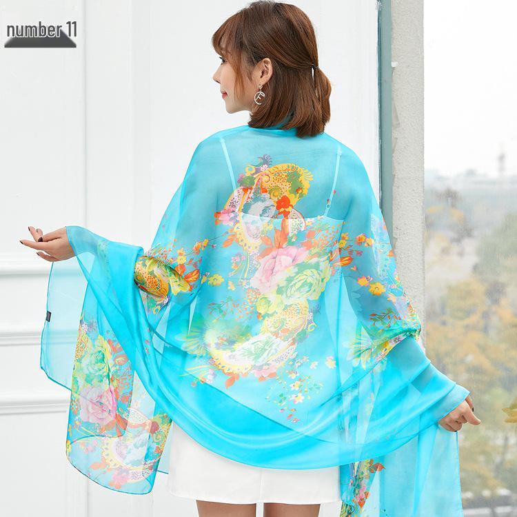 Women's Chiffon Scarf - Lightweight, Printed Sun Protection for Spring, Summer, Fall - Versatile Beach Shawl