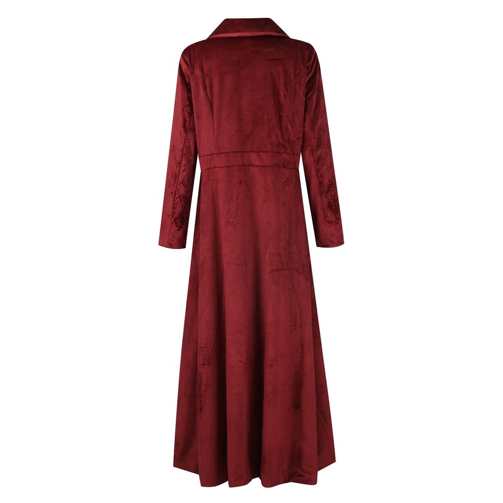 Женская длинная ветровка, темперамент, однотонная бархатная куртка на пуговицах с длинными рукавами