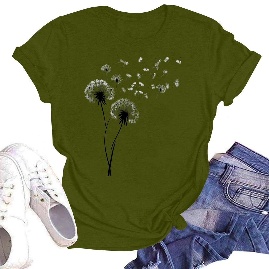 Женская повседневная свободная футболка с принтом, круглый вырез, пуловер, короткий рукав, топ