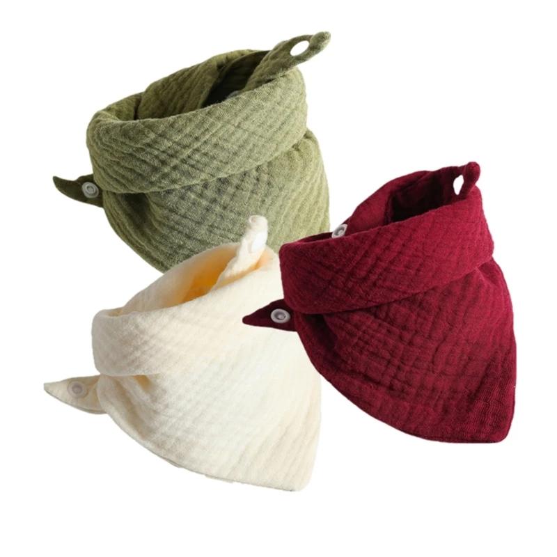 3Pcs/lot Baby Muslin Bibs Soft Cotton Solid Color Bibs Saliva Towel Boys Girls Feeding Apron Bandana Drool Stuff Bibs