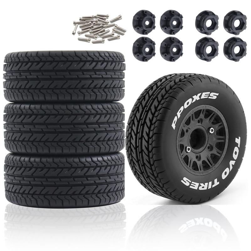 1/10 1/8 RC Short Course Tires Truck Tires OD 4.33" And Wheels 12mm 14mm 17mm Hex for 1:8 1:10 Scale Off Road Truck Car Traxxas