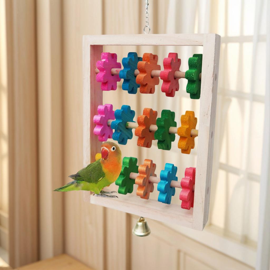 Natural Wood Parrot Chewing Puzzle Toy Hanging Swing Climbing Perch Block For Small Medium Birds Playtime Activity