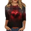 Женская повседневная свободная футболка с круглым вырезом и принтом ко Дню святого Валентина с рукавами три четверти