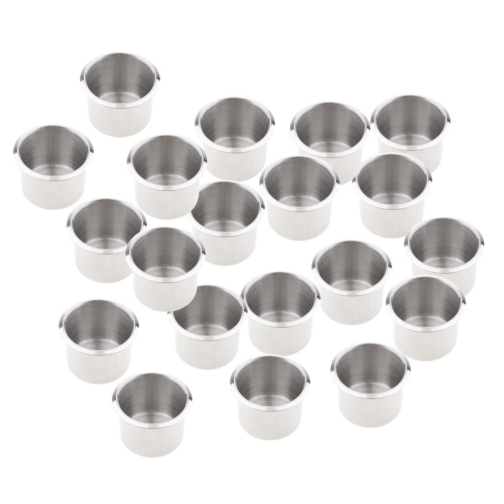 Pack of 20 Small Stainless Steel Recessed Cup Drink Holder for Poker Table and Boat & RV Cars
