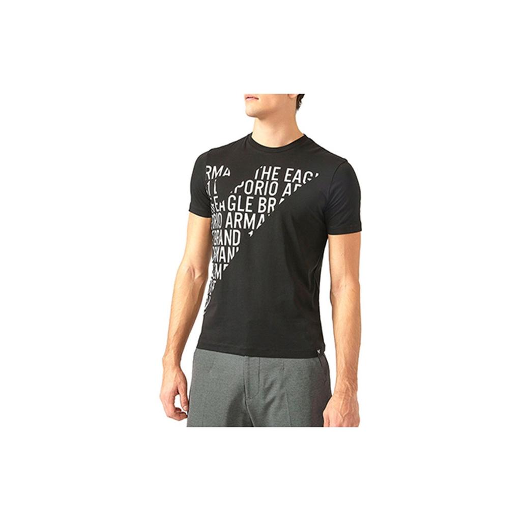 Emporio Armani Мужская футболка с принтом, круглый вырез, короткий рукав, черная 3Z1T72-1JPZZ-0999