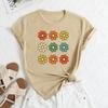 Summer Women's Fashionable Small Flower Short Sleeved Casual Loose Cotton Round Neck Top