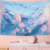 Гобелен с мультяшным небом и дельфином, настенный гобелен с розовыми облаками и китами, эстетический гобелен Kawaii, декор комнаты, принт, домашний декор