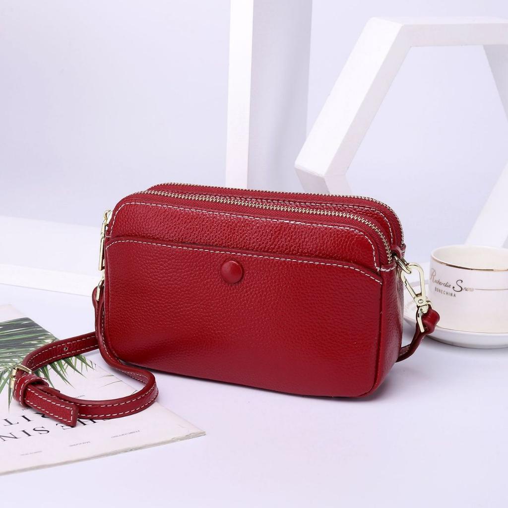 Женская сумка на плечо из коровьей кожи, сумка кроссбоди с несколькими отделениями на молнии, практичная женская сумочка, простая маленькая квадратная сумка