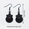 Round Ruby Decor Black Dangle Earrings Retro Goth Style Alloy Jewelry Creative Female Gift Daily Casual