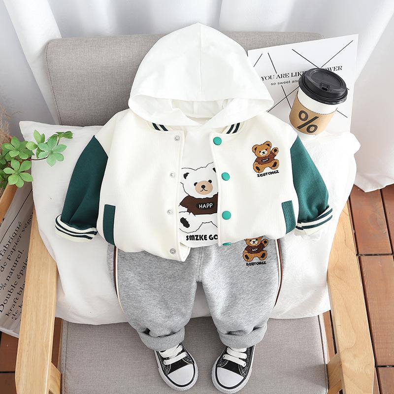 Детский комплект из 3 предметов в корейском стиле весна/осень 2024 г.: толстовка и штаны: Топы с длинными рукавами для мальчиков и девочек