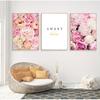 Canvas Painting Nordic Decor Elegant Peony Flower Phrase Poster And Print Wall Art Picture For Living Room Home Decoration