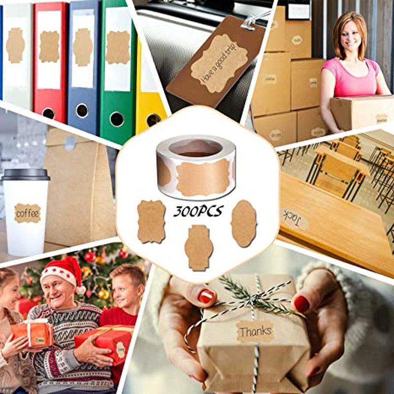 Наклейки из крафт-бумаги, этикетки для баночек со специями на кухне, канцелярские товары ручной работы, подарочные бирки, бумажные рождественские украшения, самодельные наклейки для запечатывания конвертов