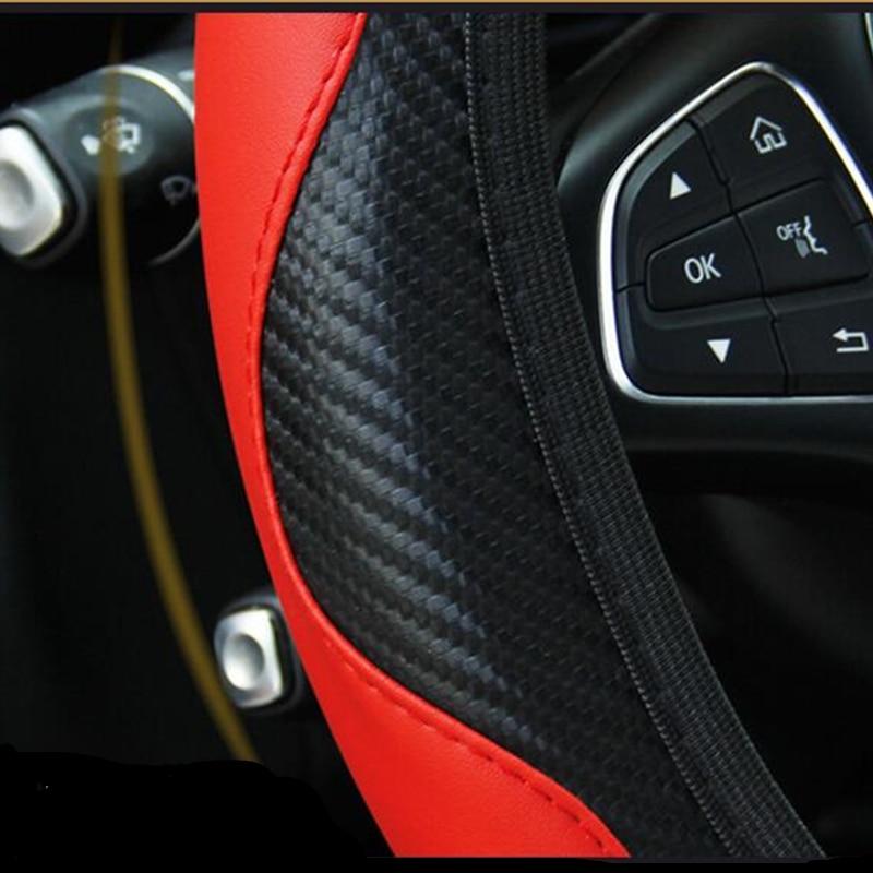 1PC Car Steering Wheel Cover Breathable Anti Slip Steering Covers Suitable 38cm Auto Decoration Carbon Fiber