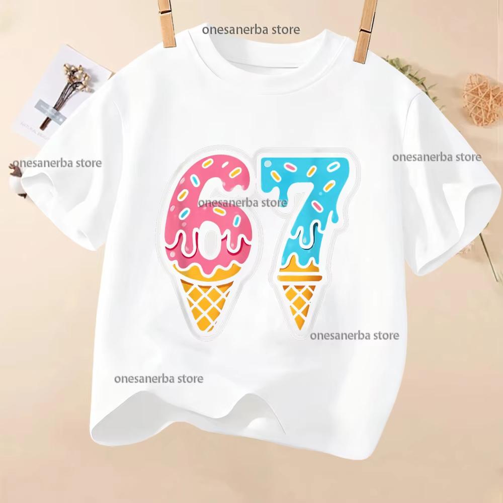 Kids 67 Themed Colorful Print TShirt Soft Cotton Fabric Breathable and Comfortable Ideal for Toddlers and Childrendf0254