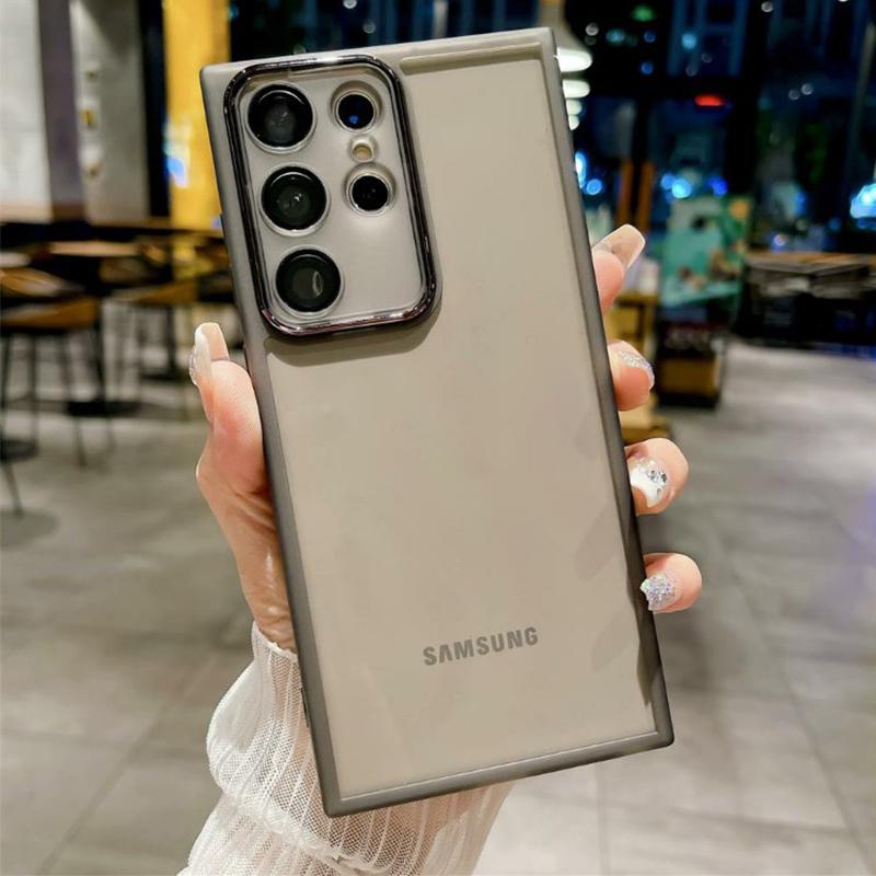 Прозрачный силиконовый чехол для Samsung Galaxy S25 S24 S23 Ultra S22 Plus S21 S20 FE A04S A05 A05S A06 A51 A71 A55 A54 со стеклянной защитной пленкой для объектива