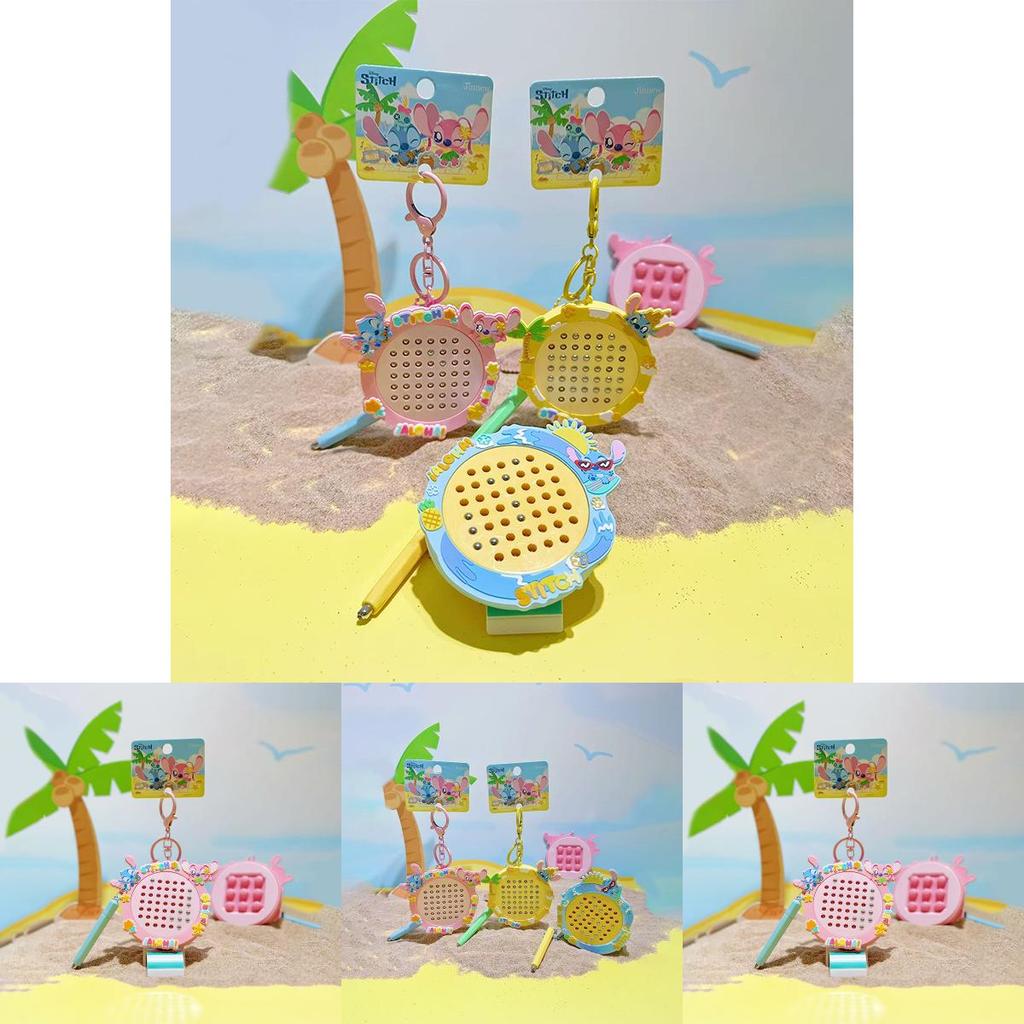 Stitch Summer Beach Steel Ball Art Board Keychain With Pvc Fun Hang Decor For Kids