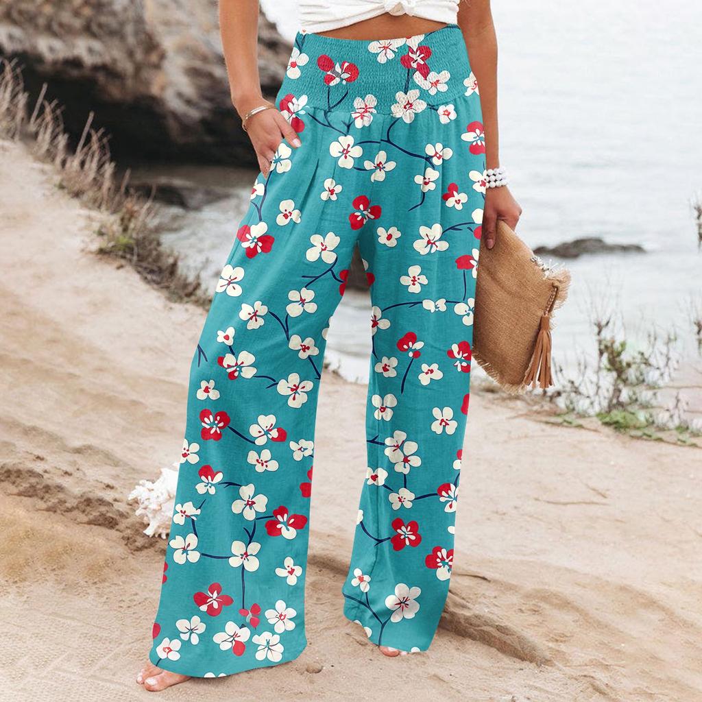 Women's Casual Pants Loose Soft Solid Color Wide Leg Long Pants High Waist Straight Leg Pants