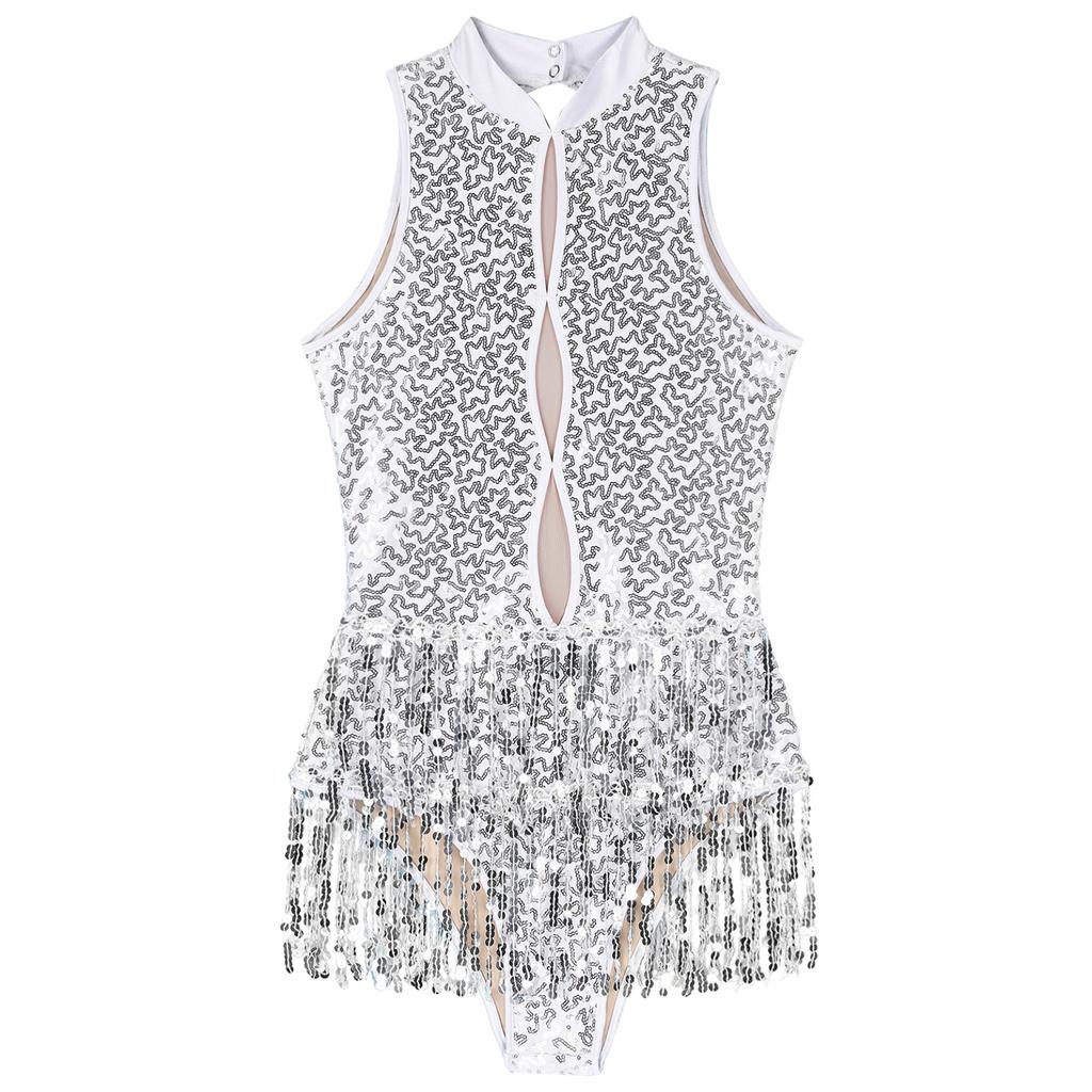 Женское боди с блестками и кисточками для танцев, трико для танцев, танцевальная одежда для вечеринки в стиле ча-ча