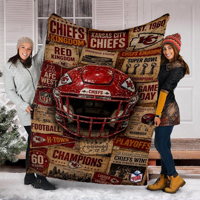 Kansas City Chiefs Print Flannel Blanket, Soft Warm Lightweight Throw Blanket for living Room,Sofa Bed Camping office