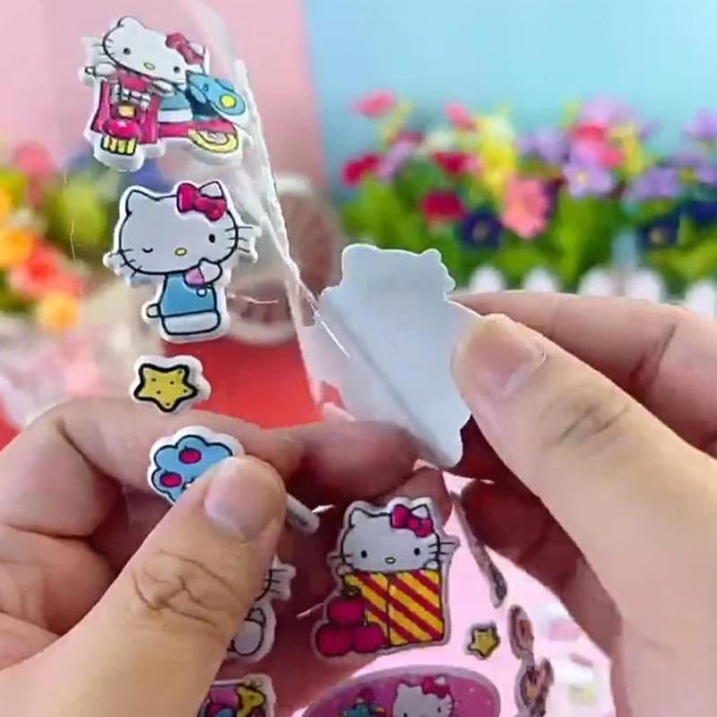 Плюшевые наклейки Hello Kitty Руководство по декорированию своими руками Наклейки для украшения блокнота, альбома, дневника Очаровательная анимация 3D пенные пузыри