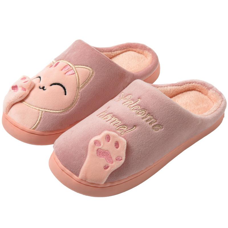 Fashion Shevalues Cute Plush Cotton Slippers For Women Winter Warm Cozy Furry Milk Cow Slides Indoor Non-slip Soft Fluffy House Slippers