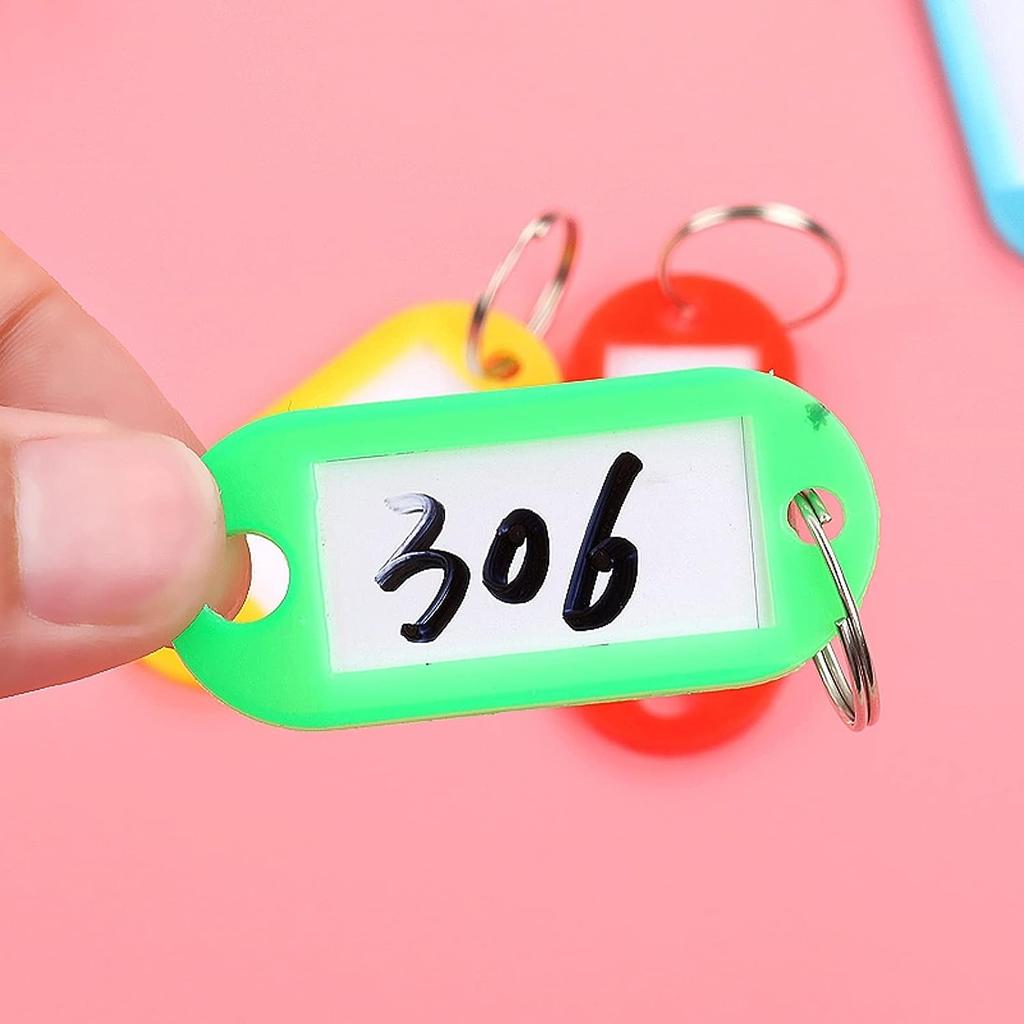 5-200pcs Plastic Key Tags With Split Keychain Ring Label Window For Diy Key Chain Kit Numbered Name Luggage Tags Accessories