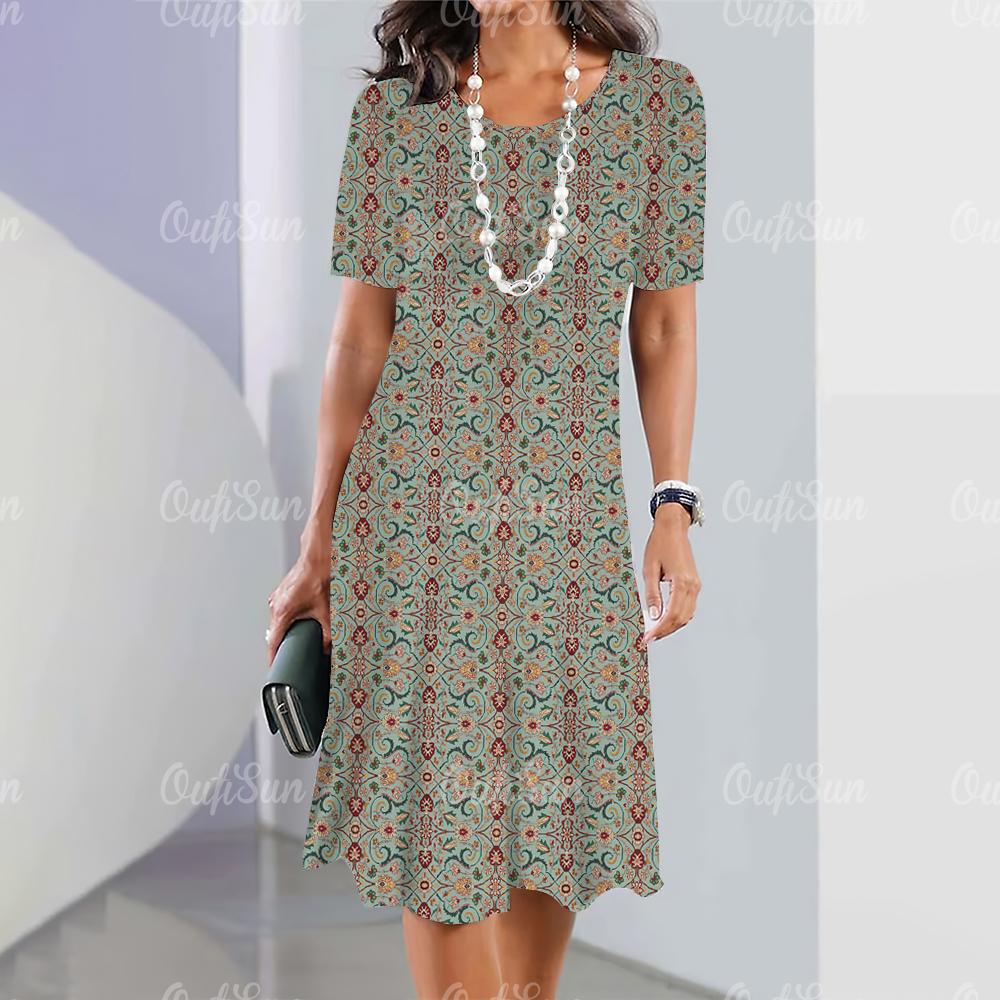 New Elegant Geometric 3D Print Women's Dresses Dresses Plus Size Female