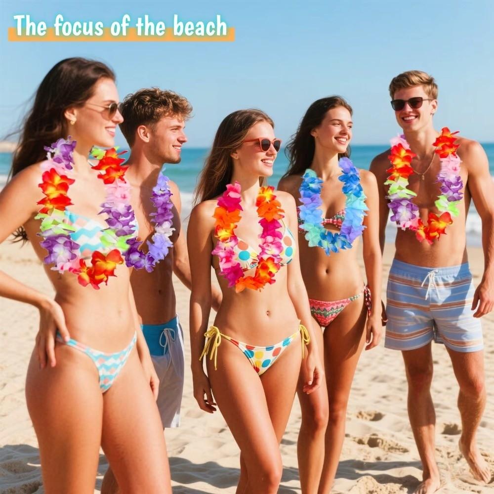 10Pcs Colorful Light Up Flower Wreath Artificial Tropical Theme Leis Beach Holiday