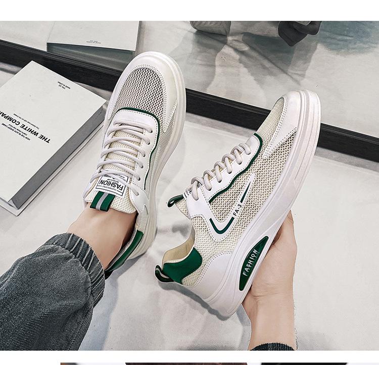 Мужские модные 2025 белые дышащие сетчатые спортивные туфли - летние износостойкие повседневные кроссовки