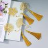 Creative Metal Painting Bookmark Chinese Hollow Maple Leaf Fringed Apricot Leaf Bookmark Gifts Brass Tassel School Stationery