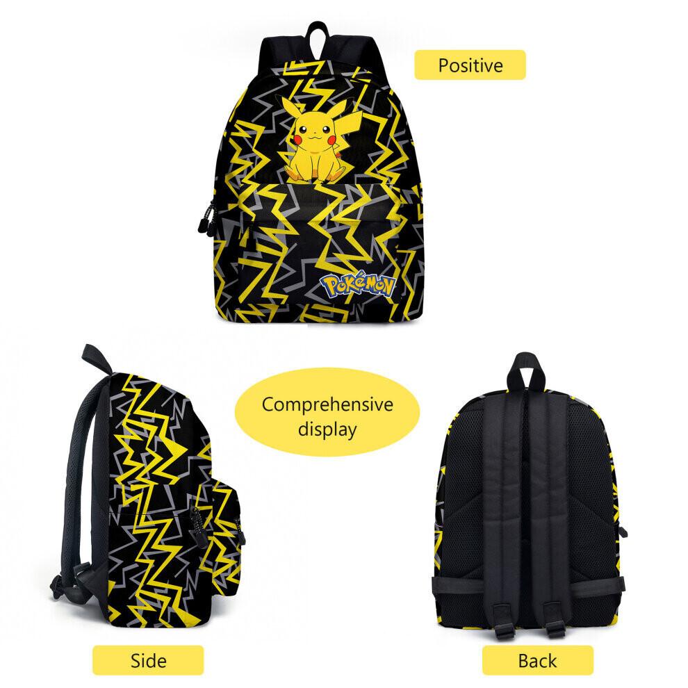 (Pink) Pikachu Backpack Lunch Bag Pencil Case Set Kids Student Pokemon Bag