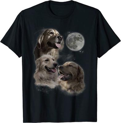 Рубашка Howling At The Moon Забавная футболка унисекс с золотистым ретривером