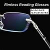 Men Women Luxury Reading Glasses Unisex Diamond Cutting Rimless Far Sight Eyeglasses Trendy Fashion HD Lens Presbyopia