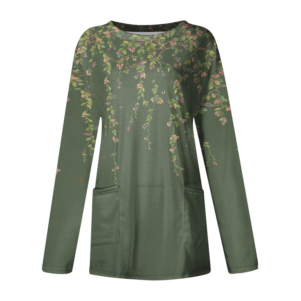 Женская толстовка, пуловер, спортивная одежда, карман, принт, повседневный топ с круглым вырезом и длинными рукавами