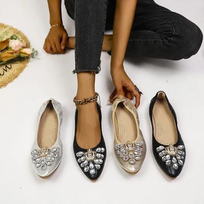 Модная распродажа женской обуви 2024 года, новые роскошные модные женские туфли с кристаллами, мягкие и удобные складные женские туфли на плоской подошве Zapatos