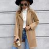 Autumn Mid Long Solid Casual Loose Women Jacket Double Breasted Formal Office Jackets for Women Fashion Winter Pockets Notched Ladies Coat 24899