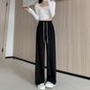 145 см Маленькие женские брюки с высокой посадкой и широкими штанинами серого цвета - Универсальная мягкая повседневная спортивная одежда для осени/зимы