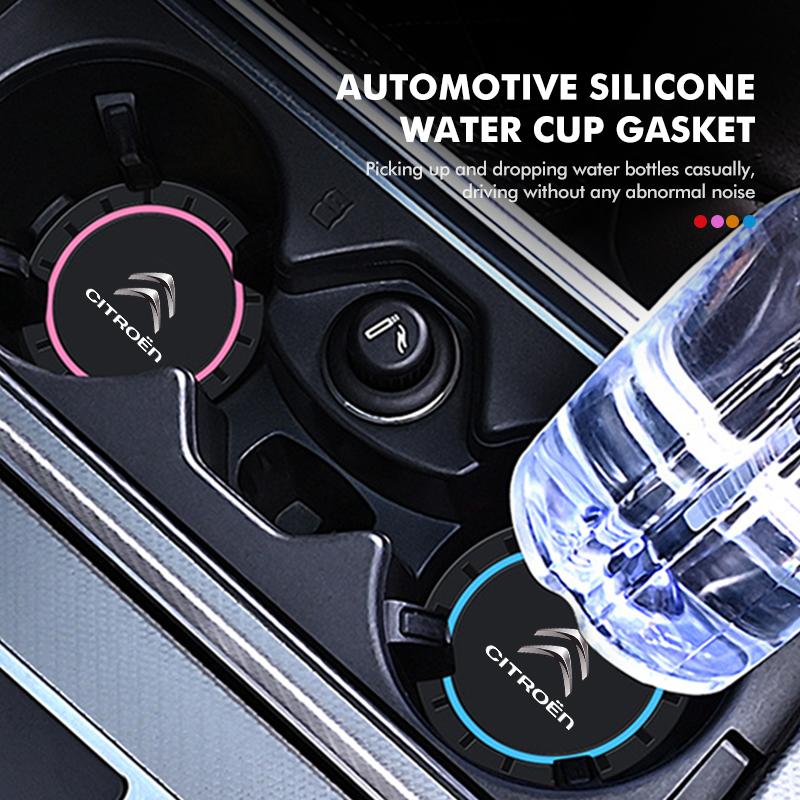 OCDK9 2pcs Silicone Car Water Cup Holder Coaster Anti Slip Pad Mat For Citroen C5 C1 C2 C6 C4L DS3 DS4 DS5 C-Elysee Grand Berlingo