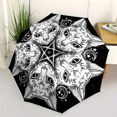 Cats Mandala Themed Eight Rib Automatic Folding Umbrella Is Suitable for Both Men and Women, Making It A Perfect Christmas and Valentine's D
