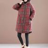 Хлопковая куртка, женская осенне-зимняя длинная утолщенная клетчатая куртка с капюшоном, теплая хлопковая куртка большого размера