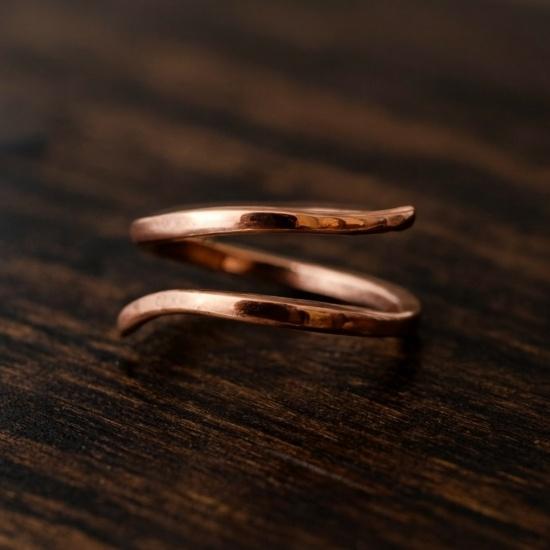 Handmade Copper Spiral Ring, Adjustable Wire-Wrapped Ring, Artisan Crafted Jewelry
