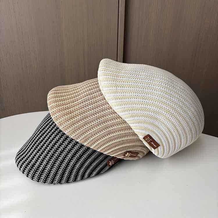 Весна и лето вязаная дышащая letter маленькая бирка передняя шляпа женская модный показ лицо маленький берет носить спереди и сзади передняя шляпа