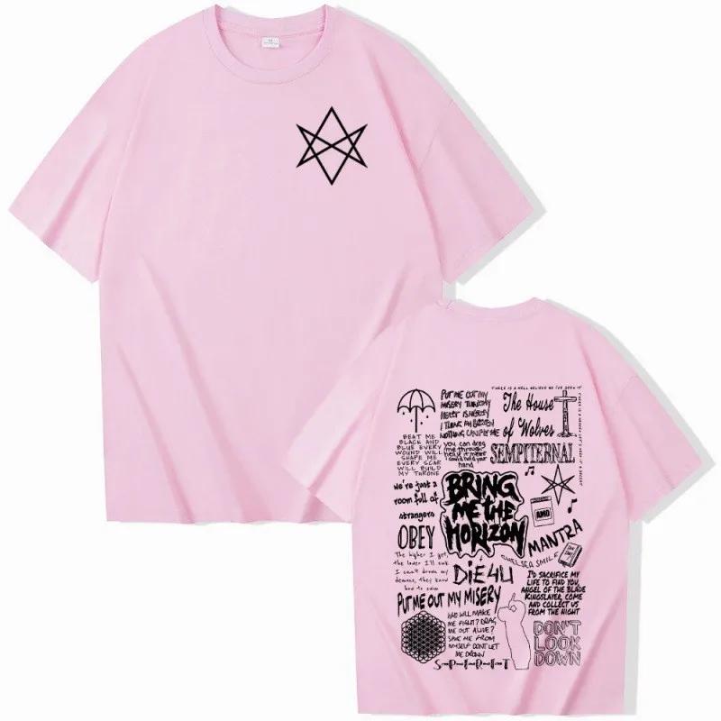 Bring Me The Horizon Летняя Мужская Хлопковая Футболка Y2K Хип-хоп Уличная Повседневная Мода Комфорт Короткий Рукав Одежда Топ